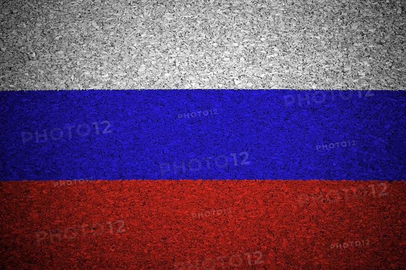 The Russian flag painted on a cork board