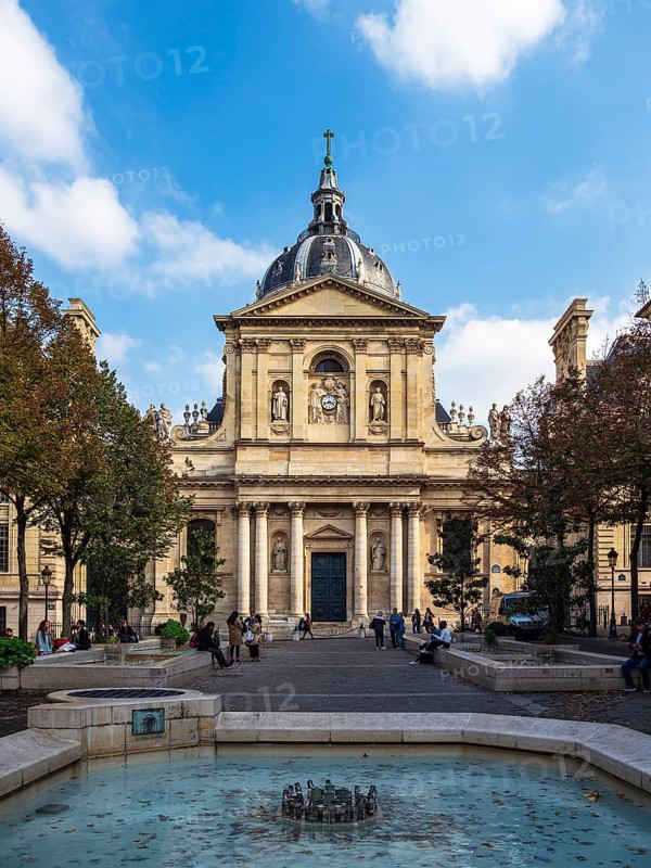 View of the Sorbonne University in Paris, France, Europe