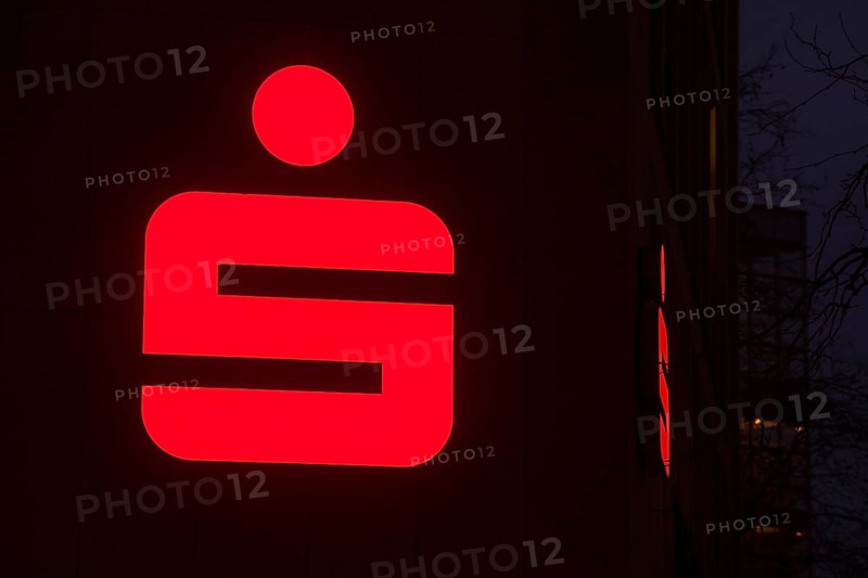 Logo of Sparkasse Bremen at night with black background, Bremen, Germany, Europe