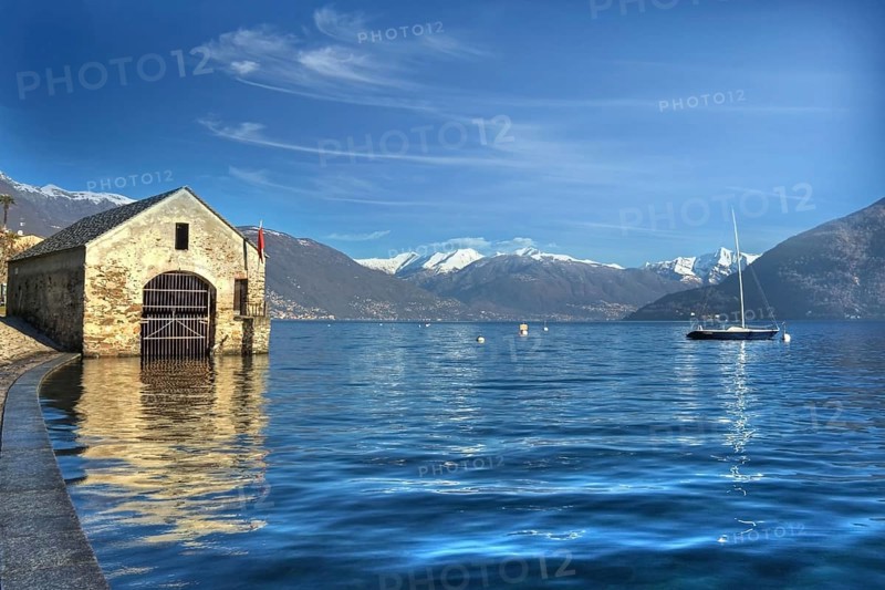Boathouse, Lake Maggiore, Cannobio, Province of Verbano-Cusio-Ossola, Piedmont, Lake Maggiore, Italy, Europe
