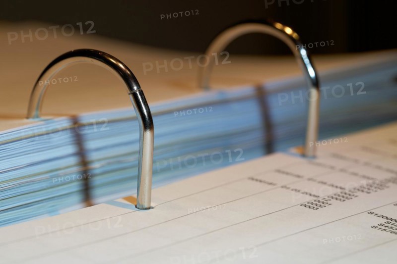 File folders on a desk in the B