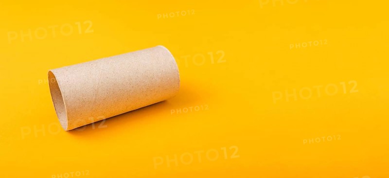 Empty roll toilet paper with copy space