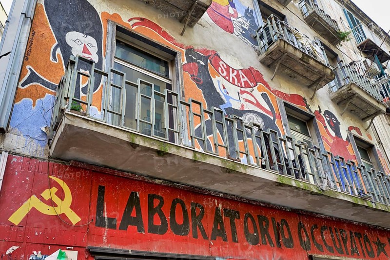 Naples Campania Italy. Social Center building occupied by leftists protestants