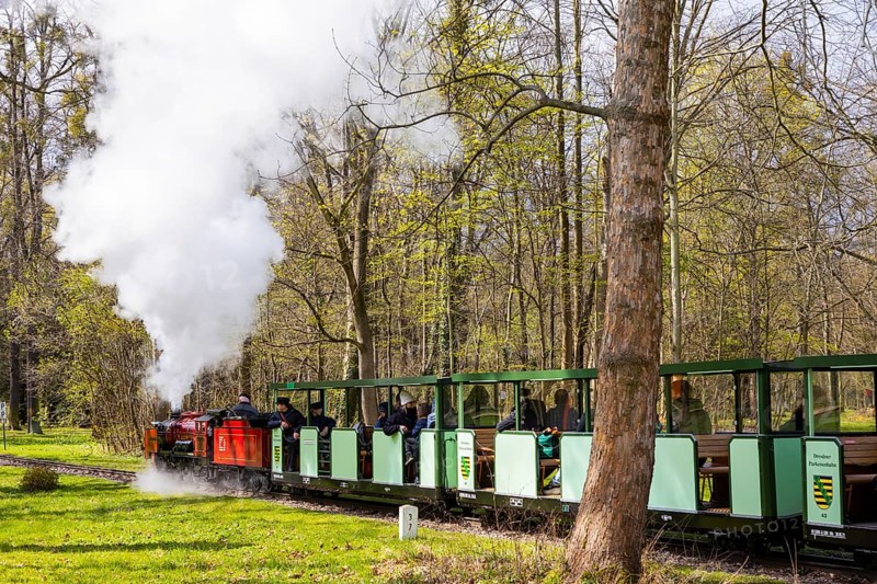 The Dresden Park Railway is a Lilliputian railway operated according to BOP in the Great Garden in Dresden. It was founded in 1950 as a children's railway and was operated under the name Pioniereisenbahn Dresden during the time of the German Democratic Republic. The steam locomotive Moritz of the Dresden Park Railway, now painted purple