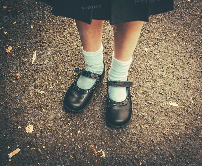Retro Style Image Of School Girl's Feet In Uniform