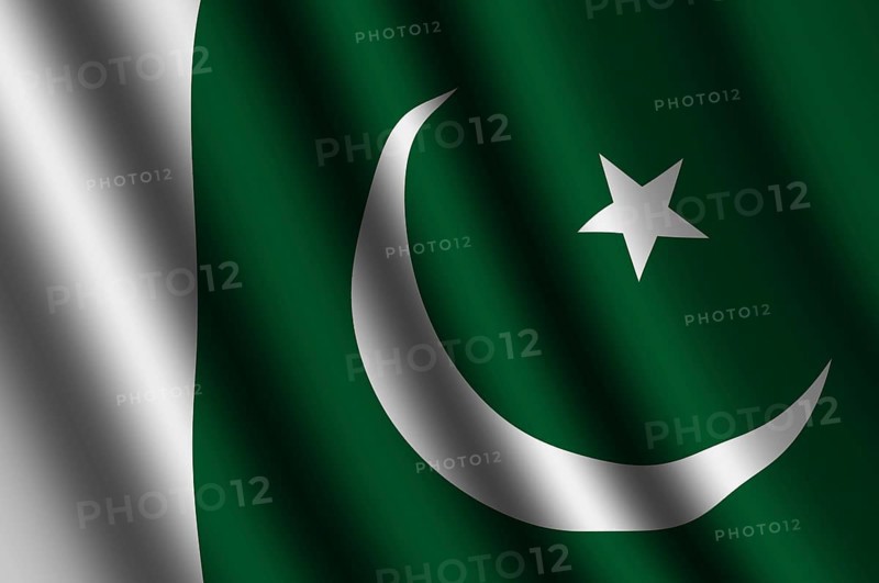 The Pakistani flag flying in the wind