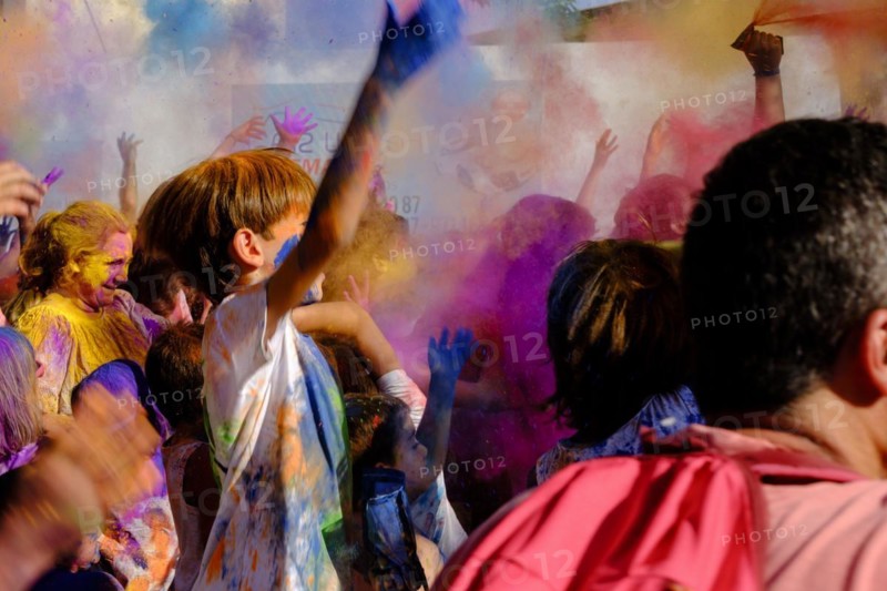 Children's Holi celebration, Llucmajor, Majorca, Balearic Islands, Spain, Europe