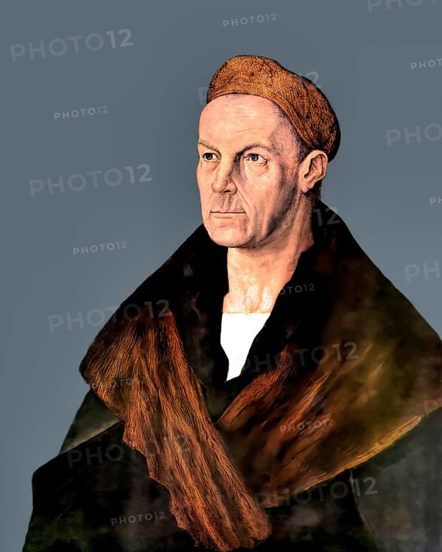 Portrait of Jakob Fugger, 1459, 1525, German businessman, digitally edited according to a painting by Albrecht Dürer, 1518