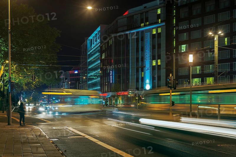 Night shot of a road junction in heavy traffic