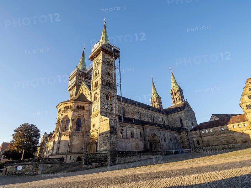 Bamberg Cathedral in the morning light, Bamberg, Upper Franconia, Franconia, Bavaria, Germany, Europe