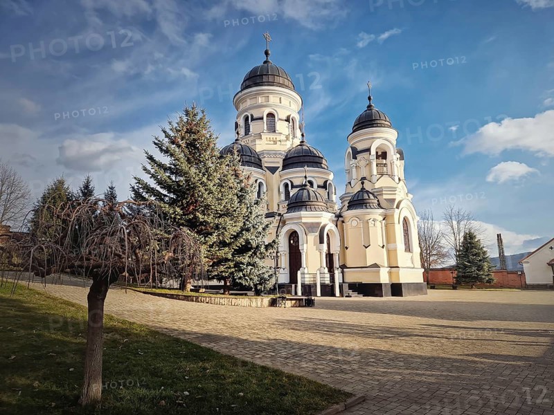 Capriana Monastery outdoors view. Traditional Christian Orthodox church located in Republic of Moldova. Eastern Europe basilica traditional architectural style