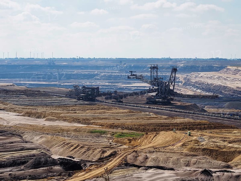 Large excavator in the Garzweiler open-cast lignite mine, Rhenish lignite mining area, Germany, Europe