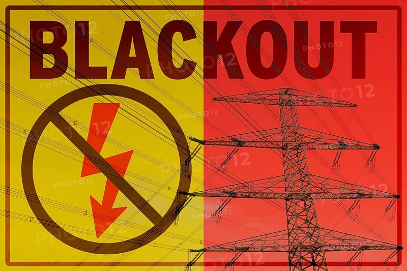 Symbolic image on the topic of power failure, power grid overload, grid security