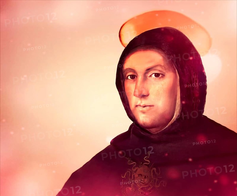 Thomas Aquinas, Thomas von Aquin, Tommaso d'Aquino, c.?1225 – 1274, Italian Dominican friar and priest, philosopher, theologian, and a jurist in the tradition of scholasticism, digitally edited according to a painting by Fra Bartolommeo