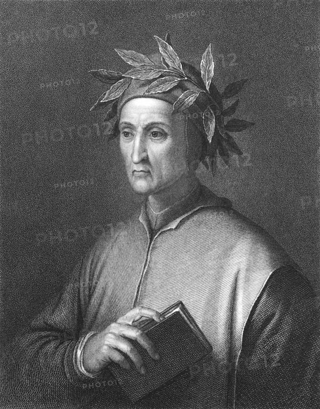 Dante Alighieri (1265 -1321) on engraving from the 1800s. Italian poet of the Middle Ages. Engraved by C.E. Wagstaff from a print by Raffaelle Morghen after a picture by Jofanelli and published in London by Charles Knight, Pall Mall East