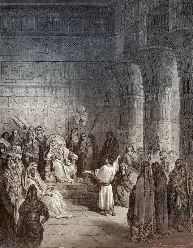 Joseph Interprets Pharaoh's Dream, woodcut by Gustave Doré, woodcut by Gustave Doré