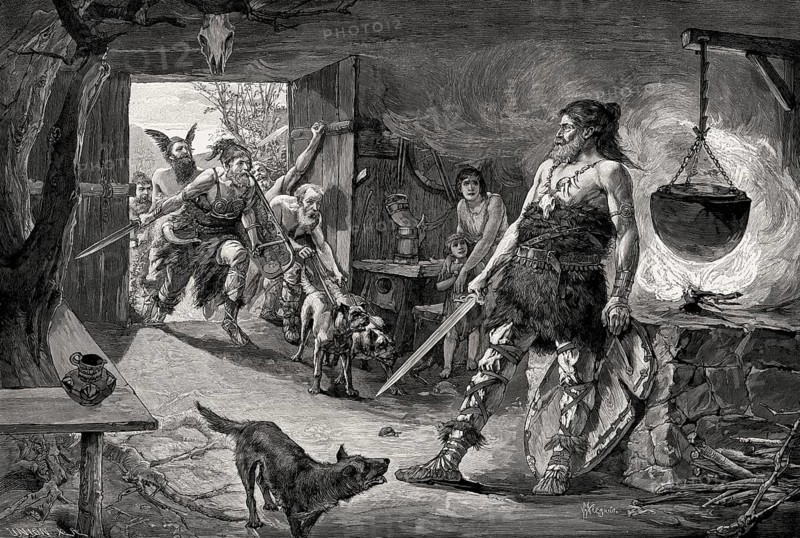 Attack on a Germanic home, early middle ages, Great Migration