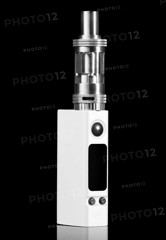 White electronic cigarette, isolated on black background