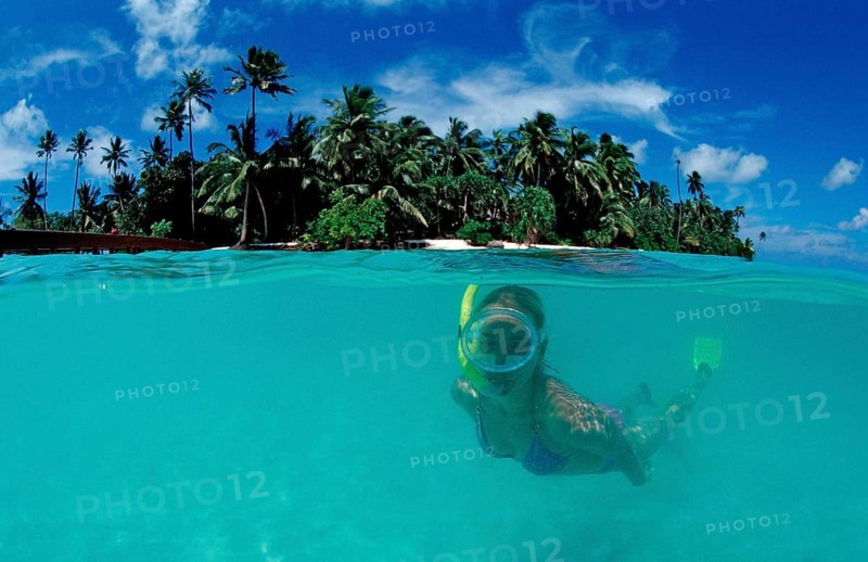 Snorkelling off Palm Island, Maldives, Indian Ocean, Meemu Atoll, Asia