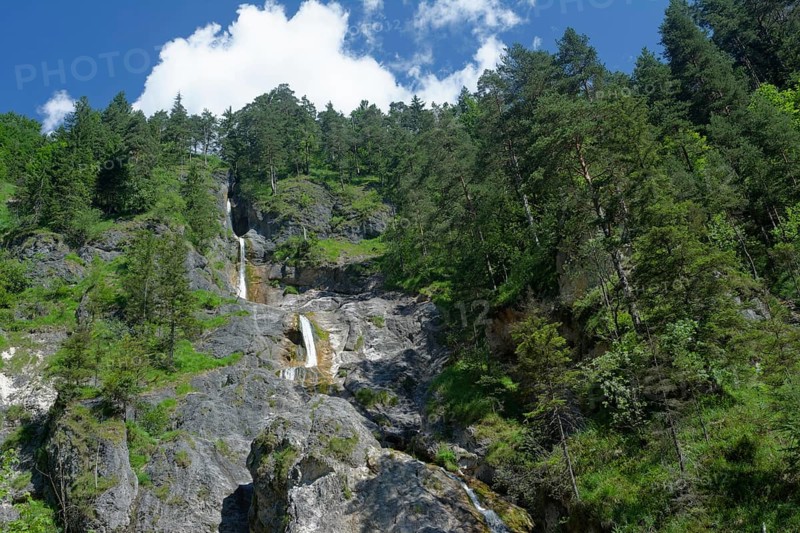 Sulzer waterfall in the Almbachklamm gorge, Berchtesgaden, Berchtesgadener Land, Upper Bavaria, Bavaria, Alps, Germany, Europe