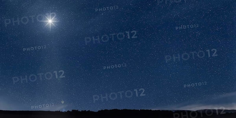 The star shines over the manger of Jesus Christ, Christmas sky, Starry night