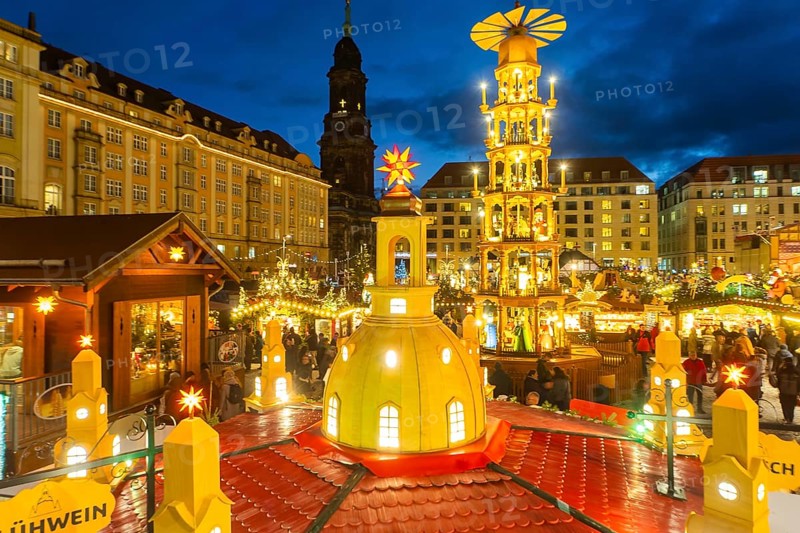 The Dresden Striezelmarkt is a Christmas market in Dresden. It has been held in Advent since 1434, usually on the Altmarkt square, and attracts an average of around two million visitors every year. It is the oldest certified Christmas market in Germany, Dresden, Saxony, Germany, Europe