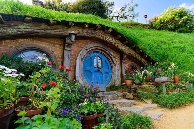 Hobbiton Movie Set of Shire in The Lord of the Rings and The Hobbit trilogies in Matamata, New Zealand, Oceania