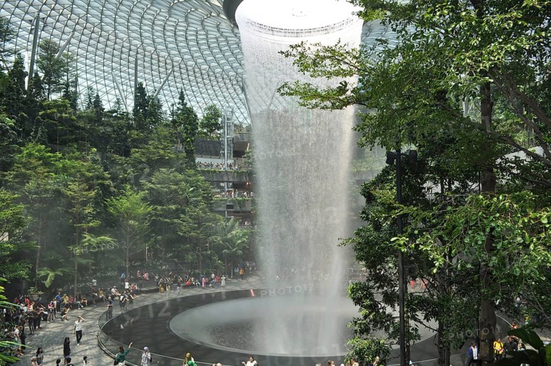 SINGAPORE, JANUARY 17, 2019: People mill about the attractions of Jewel Changi Airport in Singapore