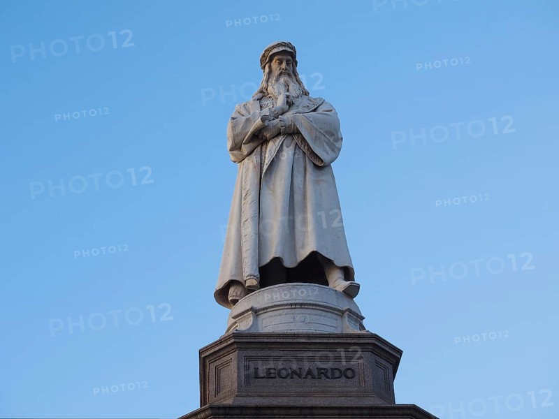 Leonardo da Vinci monument in Milan, Italy, Europe