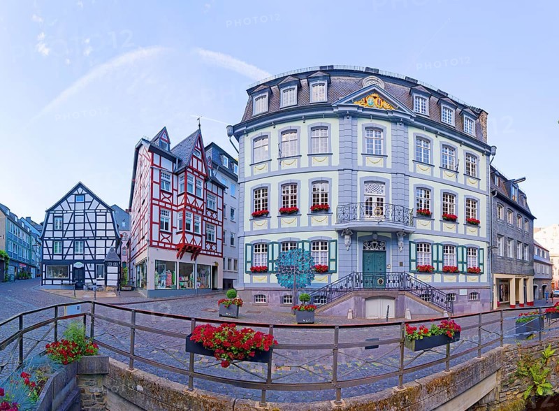 House Troistorff with wedding tree, Monschau, North Rhine-Westphalia, Germany, Europe