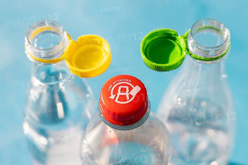 Single-use plastic caps also called SUP or tethered caps