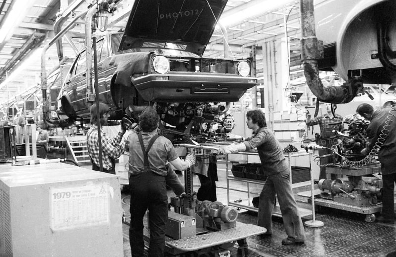 Production of the Golf at the VW plant on 10. 05. 1979 in Wolfsburg, Germany, Europe