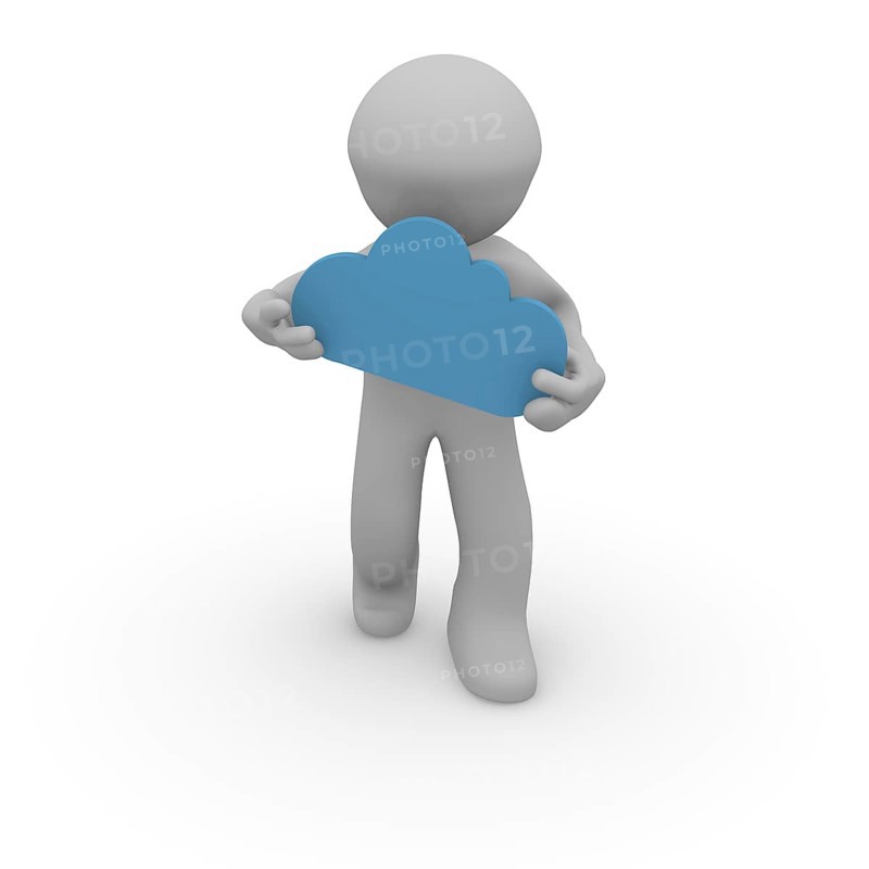 3d man with a cloud shape on a white background