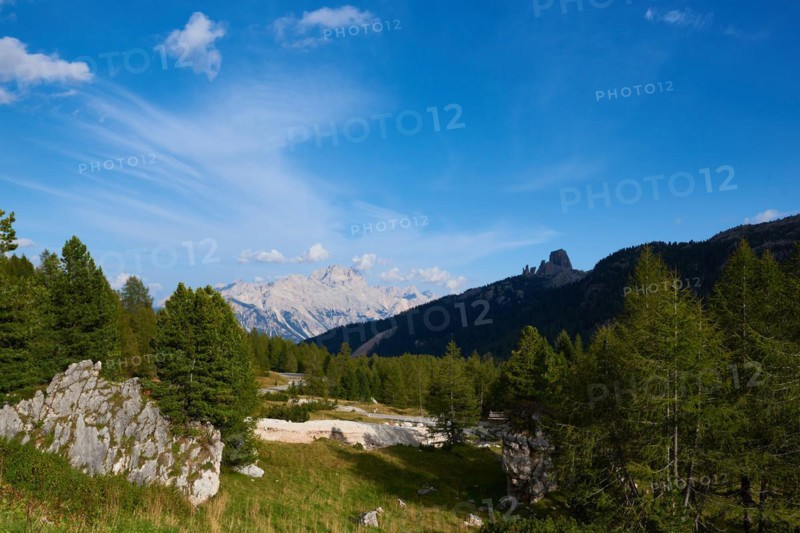 On the Passo di Falzarego between Cortina d'Ampezzo and Malga Castello. Falzarego Pass between Agordo and Cortina d'Ampezzo in italy