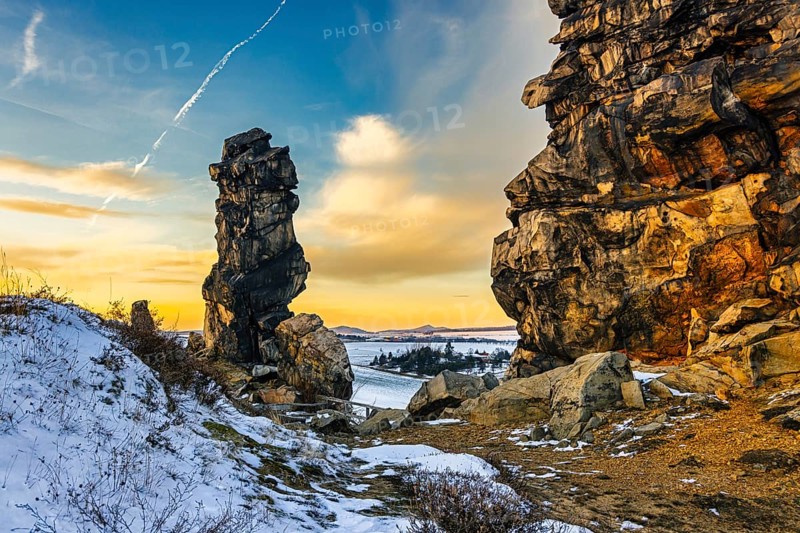 Devil's Wall Harz near Thale Neistedt in winter