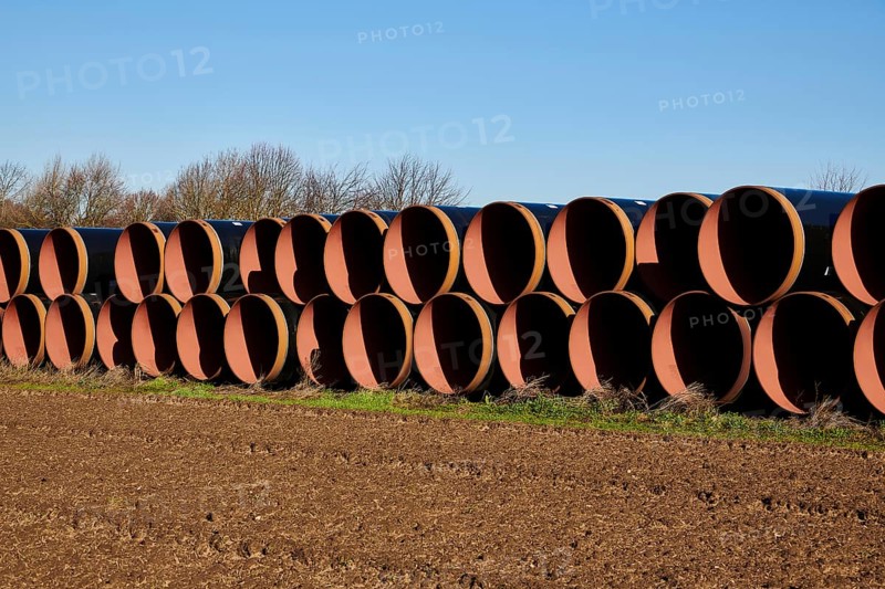 Construction site of the European natural gas pipeline EUGAL near Wrangelsburg Germany on 16.02.2019, this pipeline begins in Lubmin at the landing site of the Nord Stream 1 and 2 Pipline