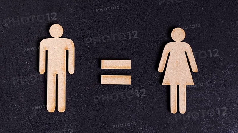 Man woman equal rights black background