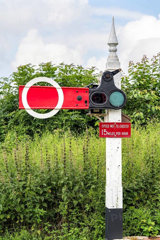 BETTISFIELD, CLWYD, WALES - JULY 10 : View of an old railway signal in Bettisfield, Clwyd, Wales on July 10, 2021