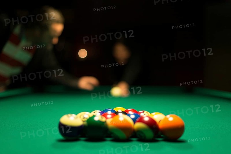 Racked and ready billiards balls