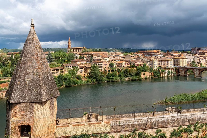 Albi, France, 18 April, 2024: view of the River Tarn and the city of Albi in southern France, Europe