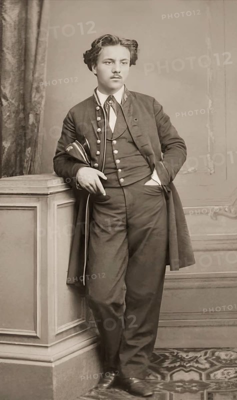 Gabriel Fauré in the uniform of a student at the Ecole Niedermeyer, digitally edited according to a photograph by Charles Reutlinger, 1864