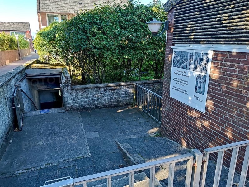 Entrance to the civil air-raid shelter in Oberland, Heligoland, North Sea, Pinneberg district, Schleswig-Holstein, Germany, Europe