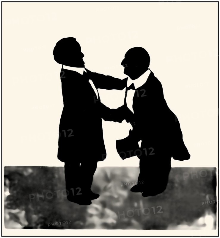 Richard Wagner with Anton Bruckner in Bayreuth, 1873, Silhouette print by Otto Böhler, digitally edited