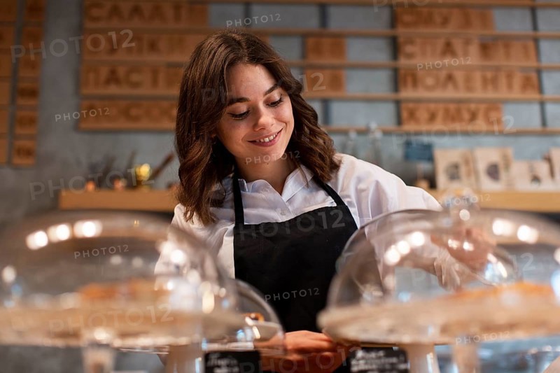 Woman apron working coffee shop