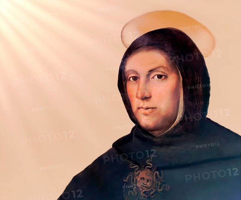 Thomas Aquinas, Thomas von Aquin, Tommaso d'Aquino, c.?1225 – 1274, Italian Dominican friar and priest, philosopher, theologian, and a jurist in the tradition of scholasticism, digitally edited according to a painting by Fra Bartolommeo