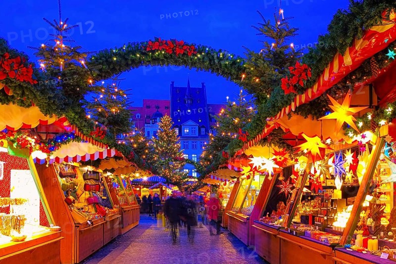 Leipzig Christmas market in the evening, Leipzig Christmas market in the evening, Germany, Europe