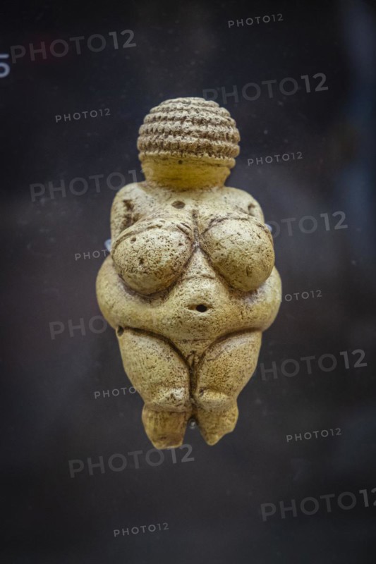 Venus of Willendorf, female limestone figurine, Gravetian Upper Paleolithic, Museo de la evolución humana, MEH, Burgos, Spain, Europe