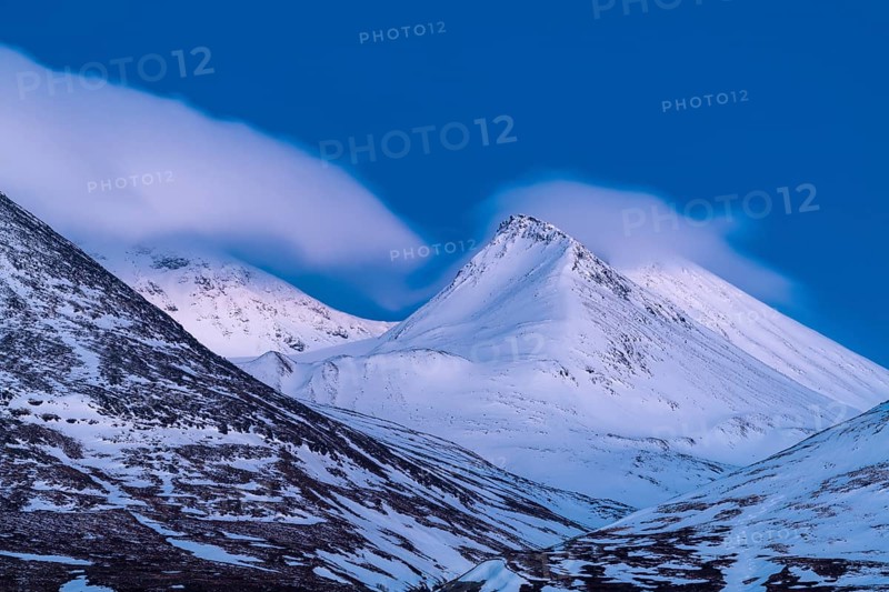 Evening atmosphere in the Acre Massif, Stora Sjöfallet National Park, Laponia World Heritage Site, Norrbotten, Lapland, Sweden, April 2018, Europe