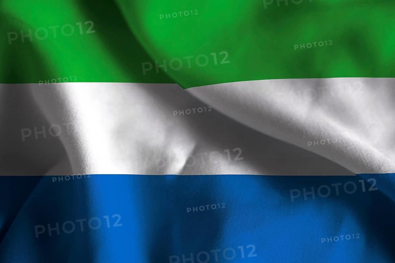 A ruffled fabric flag of Sierra Leone