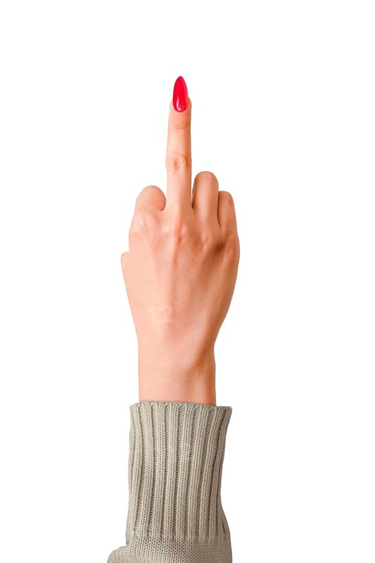 A woman's middle finger